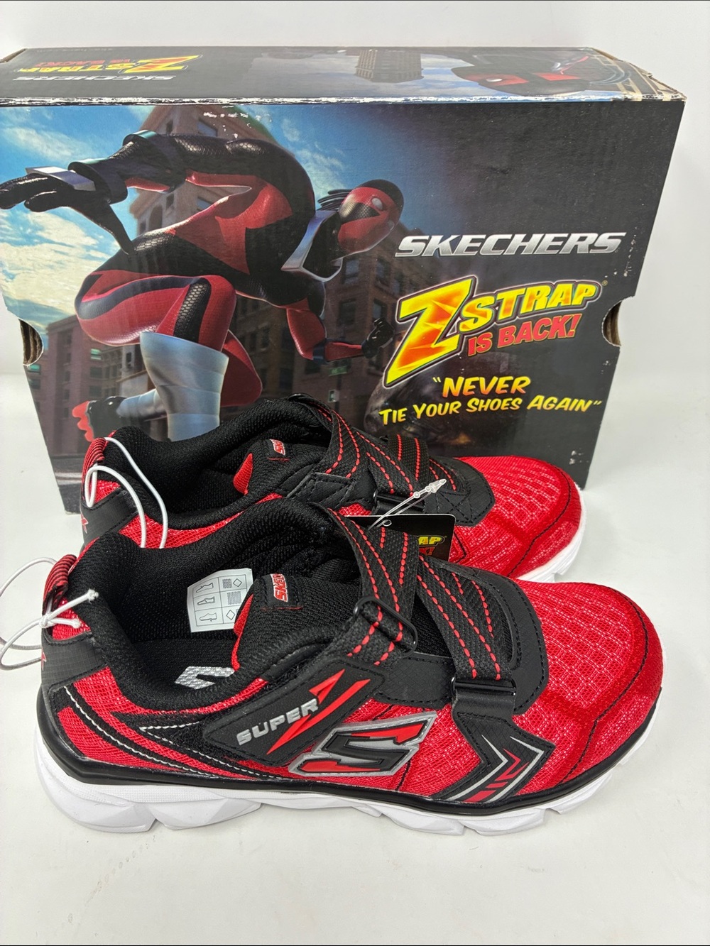 Skechers Red & Black Kids Z-Strap Athletic Sneakers